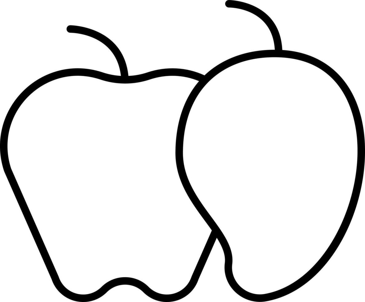 Apple And Mango Icon In Line Art. vector