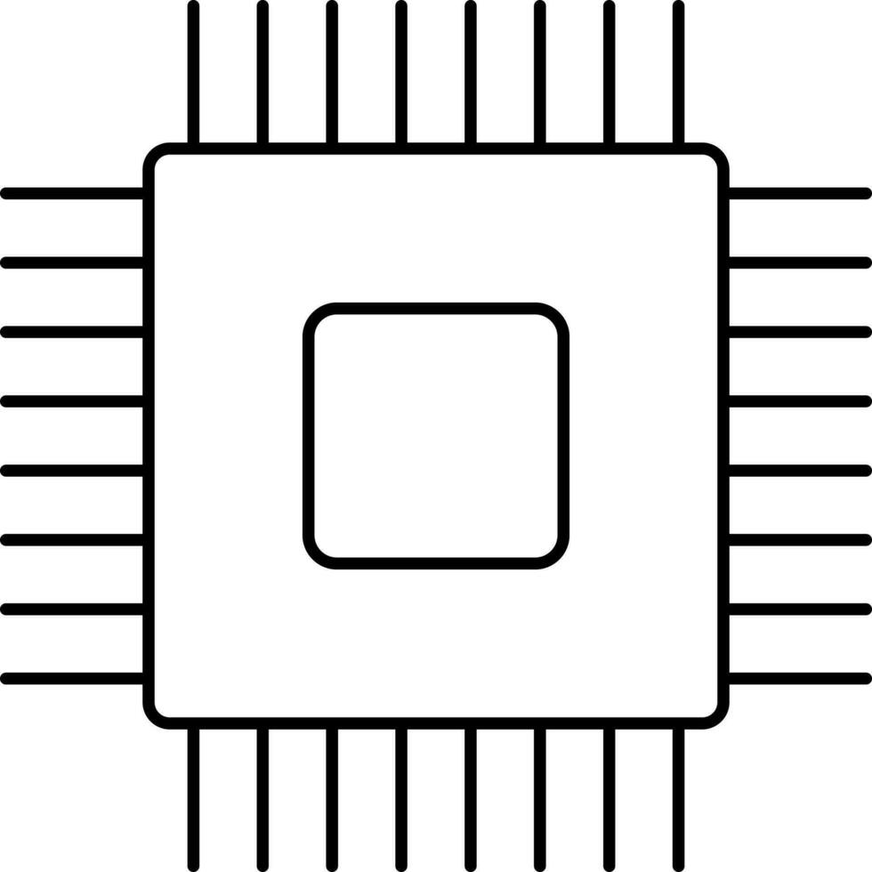 Black Stroke Illustration of Microchip Icon. vector