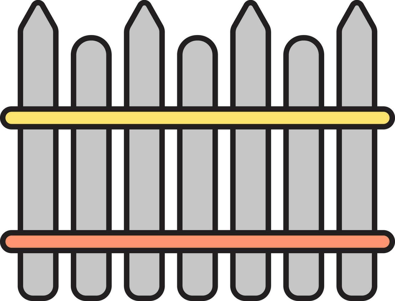 Grey And Yellow Fence Icon In Flat Style. vector