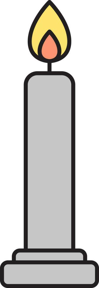 Isolated Burning Candle Icon In Gray Color. vector