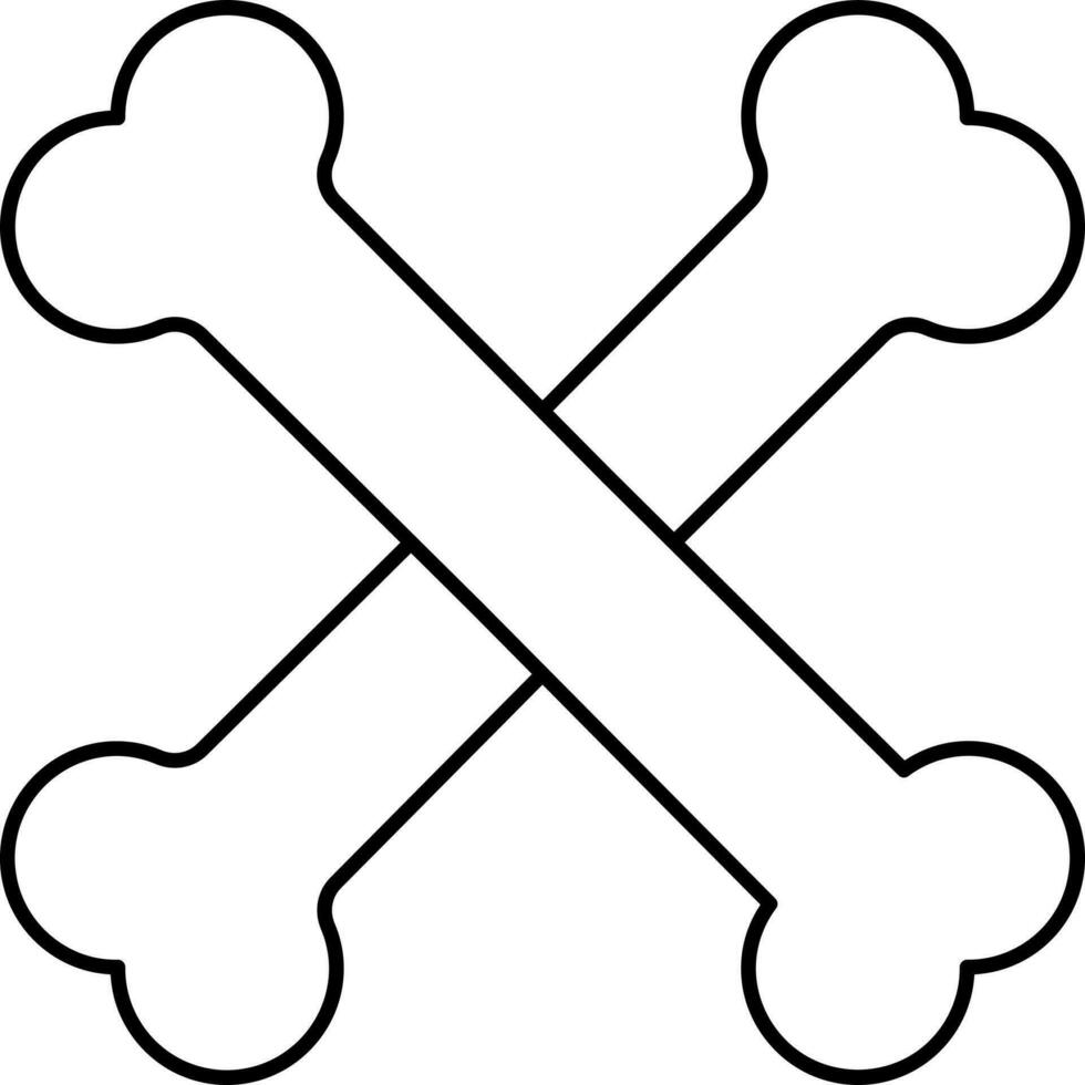 Cross Bone Icon Or Symbol In Thin Line Art. vector