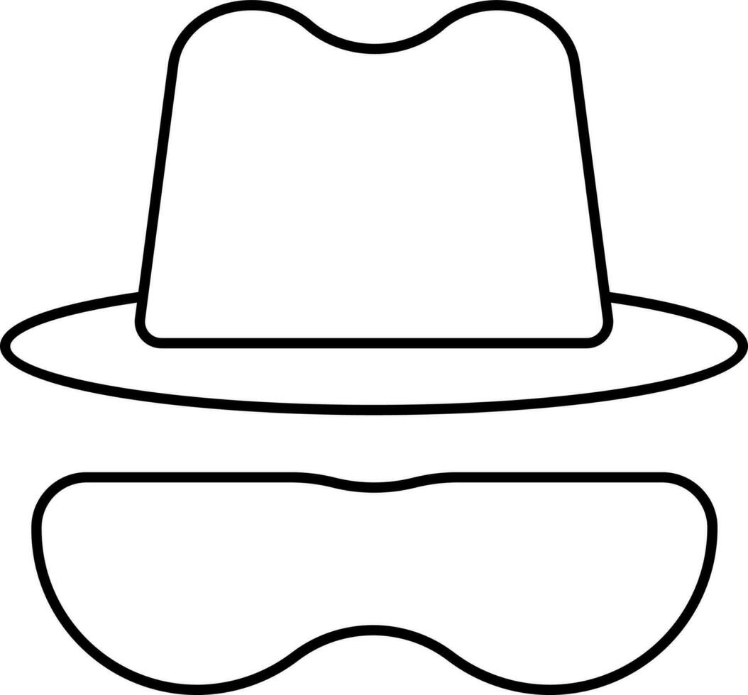 Isolated Hat With Glasses Icon In Black Outline. vector