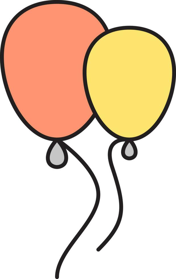 Orange And Yellow Balloons Icon In Flat Style. vector