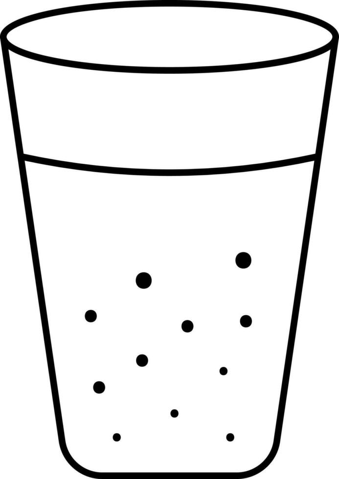 Cold Drink Glass Icon In Black Line Art. vector