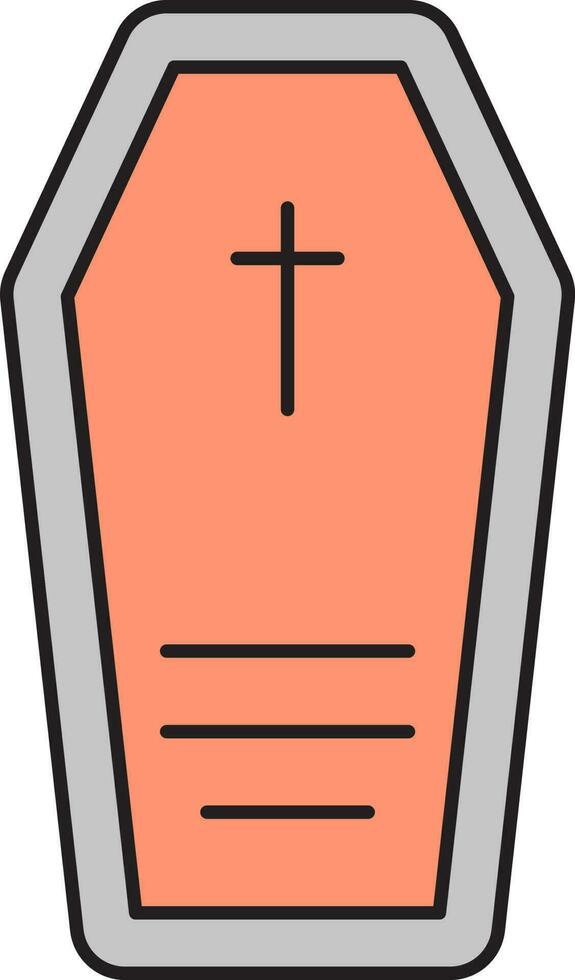 Flat Style Coffin Icon In Orange And Grey Color. vector