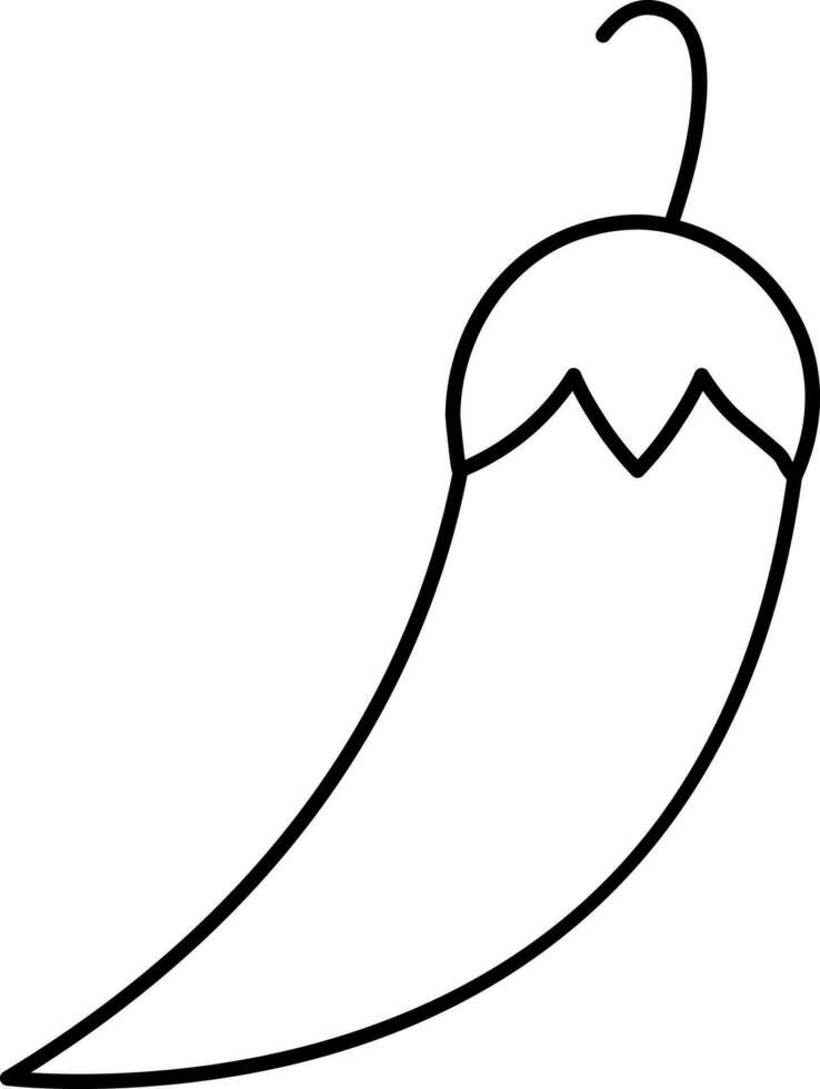 Pepper Icon In Black Line Art. vector
