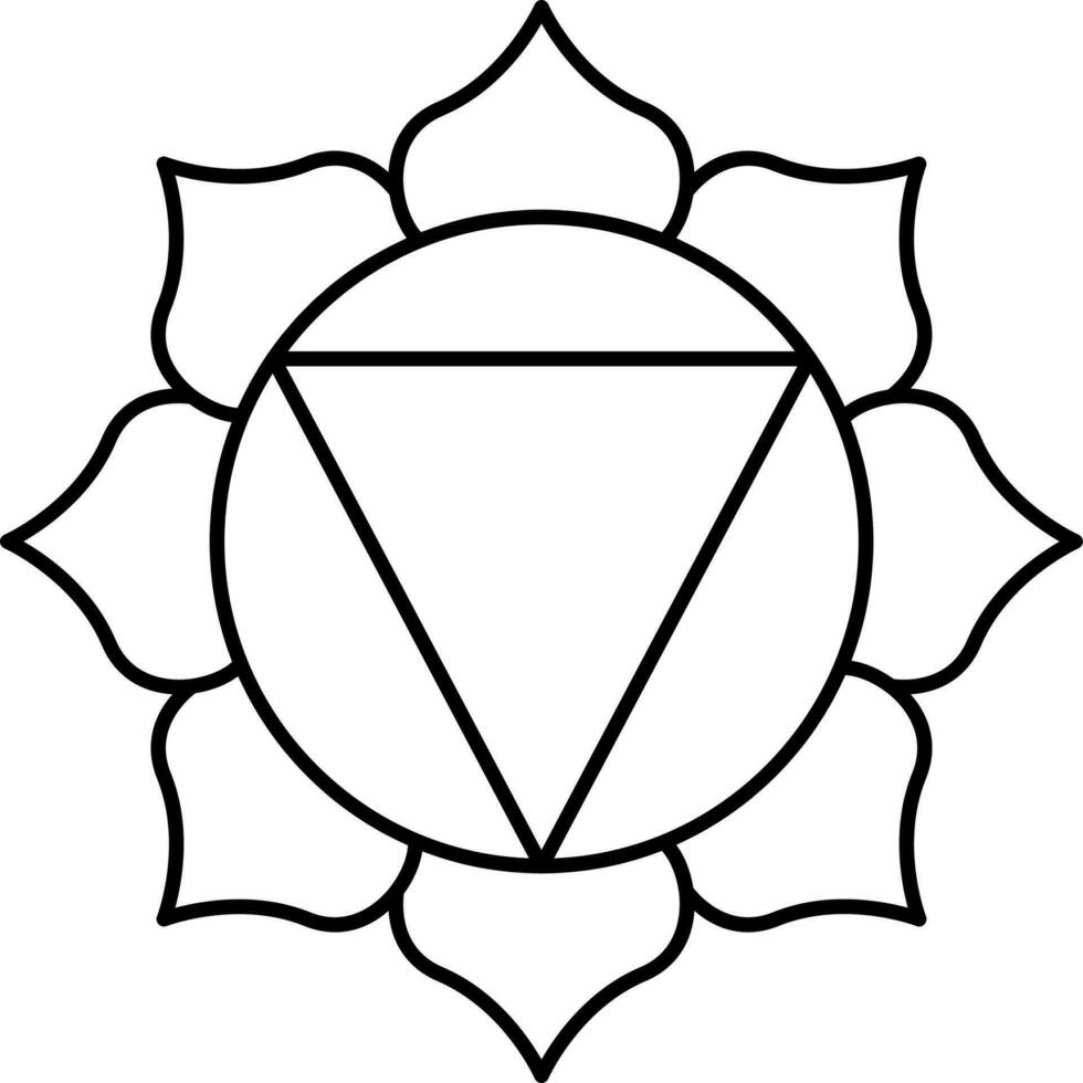 Illustration Of Anahata Symbol Icon In Thin Line Art. vector