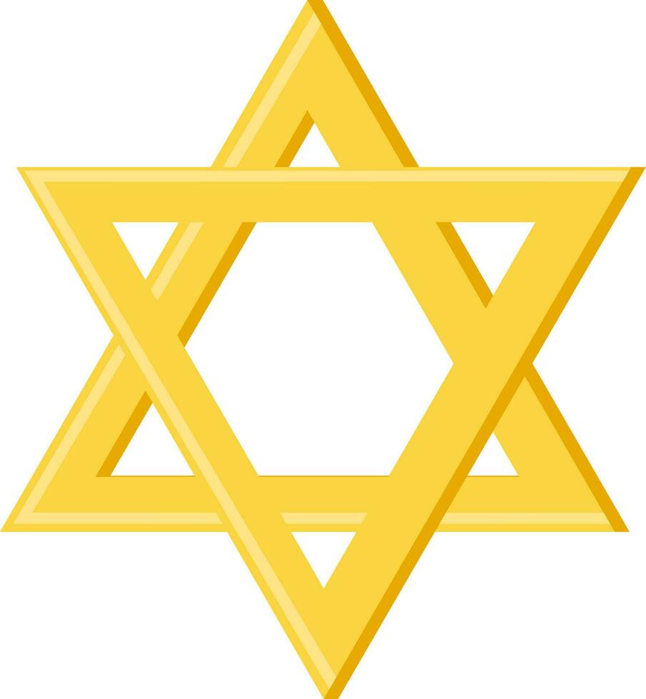 Golden Star Of David Icon In Flat Style. vector