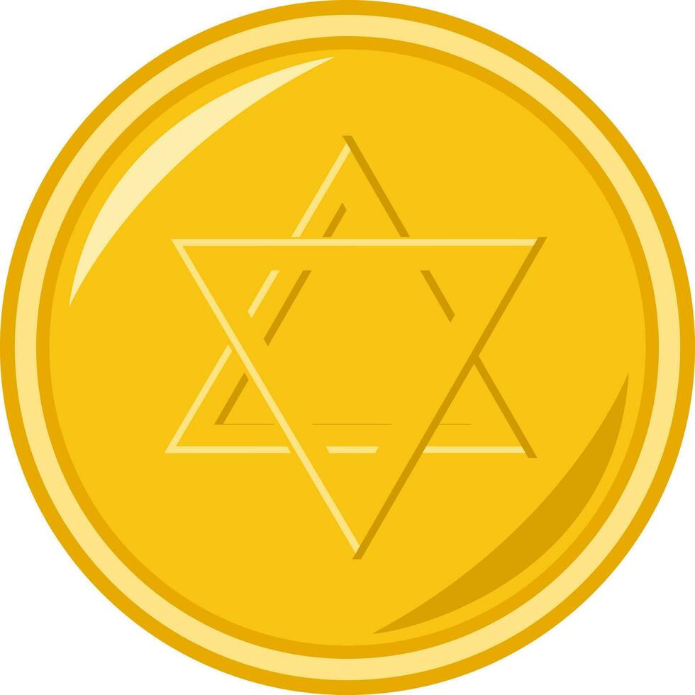 Isolated Star Of David Coin Icon In Golden Color. vector