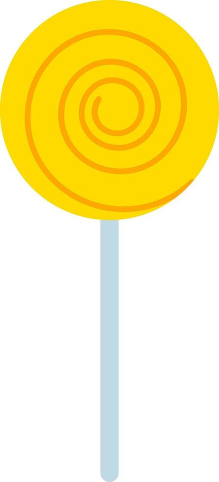 Yellow Spiral Lollipop Icon In Flat Style. vector