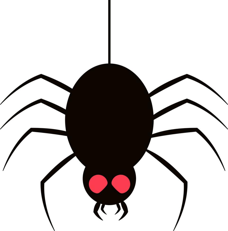 Bloody Spider Hang Cartoon Character Black Icon. vector