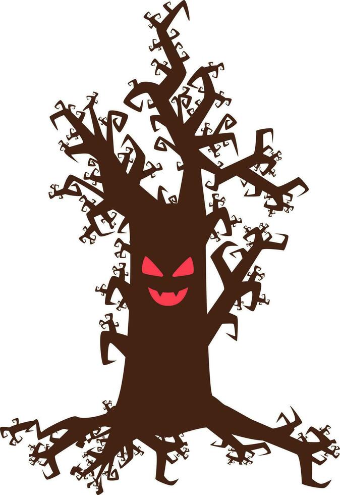 Bloody Monster Tree Flat Icon In Brown Color. vector