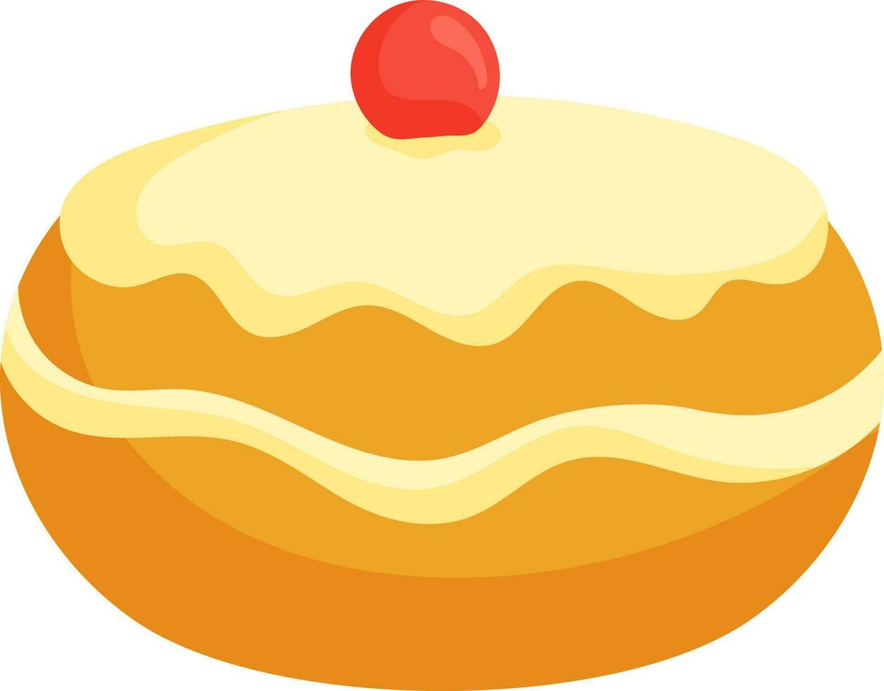 Tasty Sufganiyah Icon In Yellow And Red Color. vector