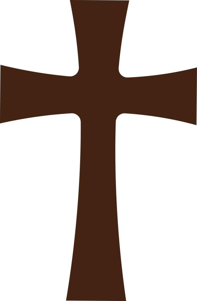 Flat Christ Cross Icon Or Symbol In Brown Color. vector