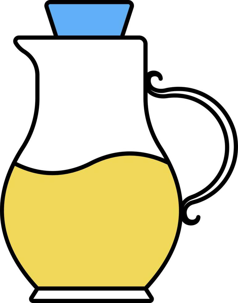 Isolated Oil Jug Icon In Yellow And Blue Color. vector