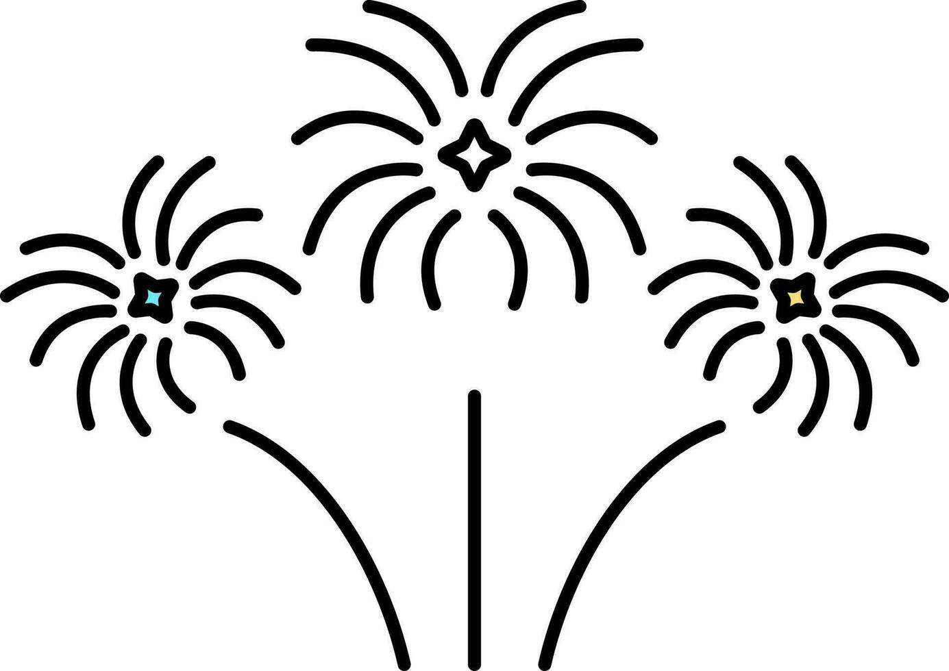 Yellow And Blue Linear Firework Light Icon. vector