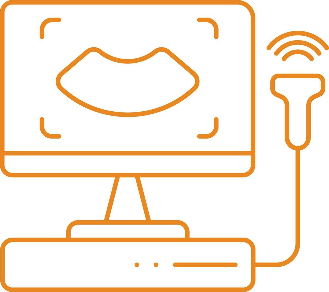 Orange Outline Illustration Of Ultrasound Machine Icon. vector