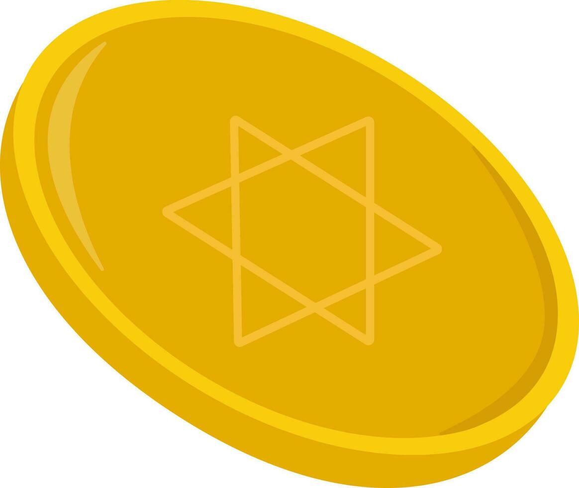 Golden Star Of David Golden Icon In Flat Style. vector