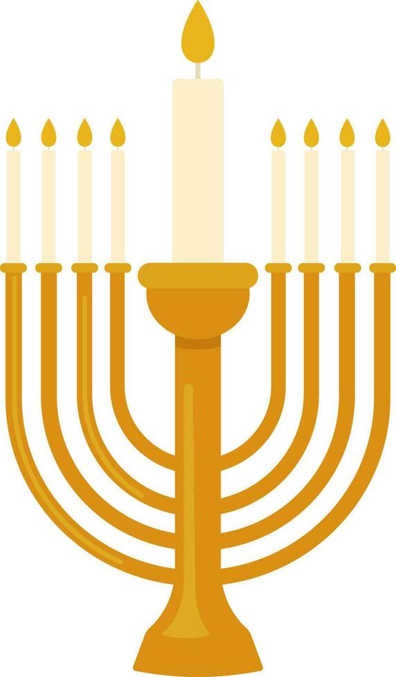 Illustration Of Lit Candelabrum Icon In Orange And white Color. vector