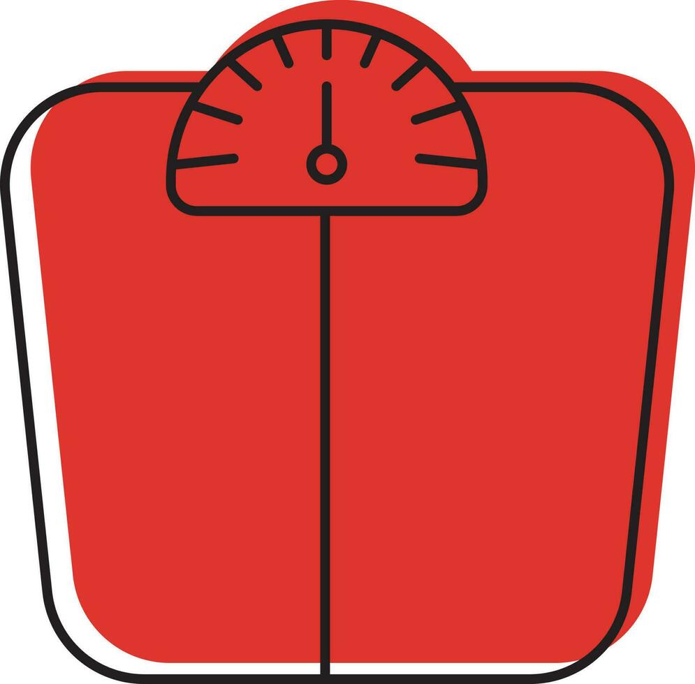 Red Illustration Of Weighing Machine Flat Icon. vector
