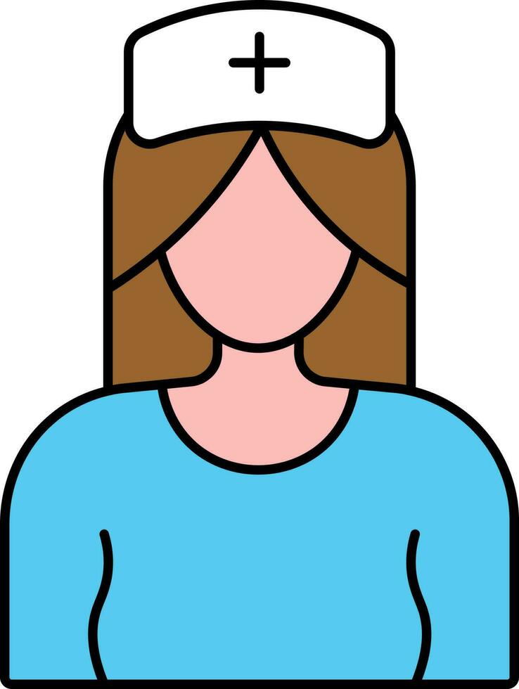 Blue Uniform Wearing Nurse With Cap Icon In Flat Style. vector