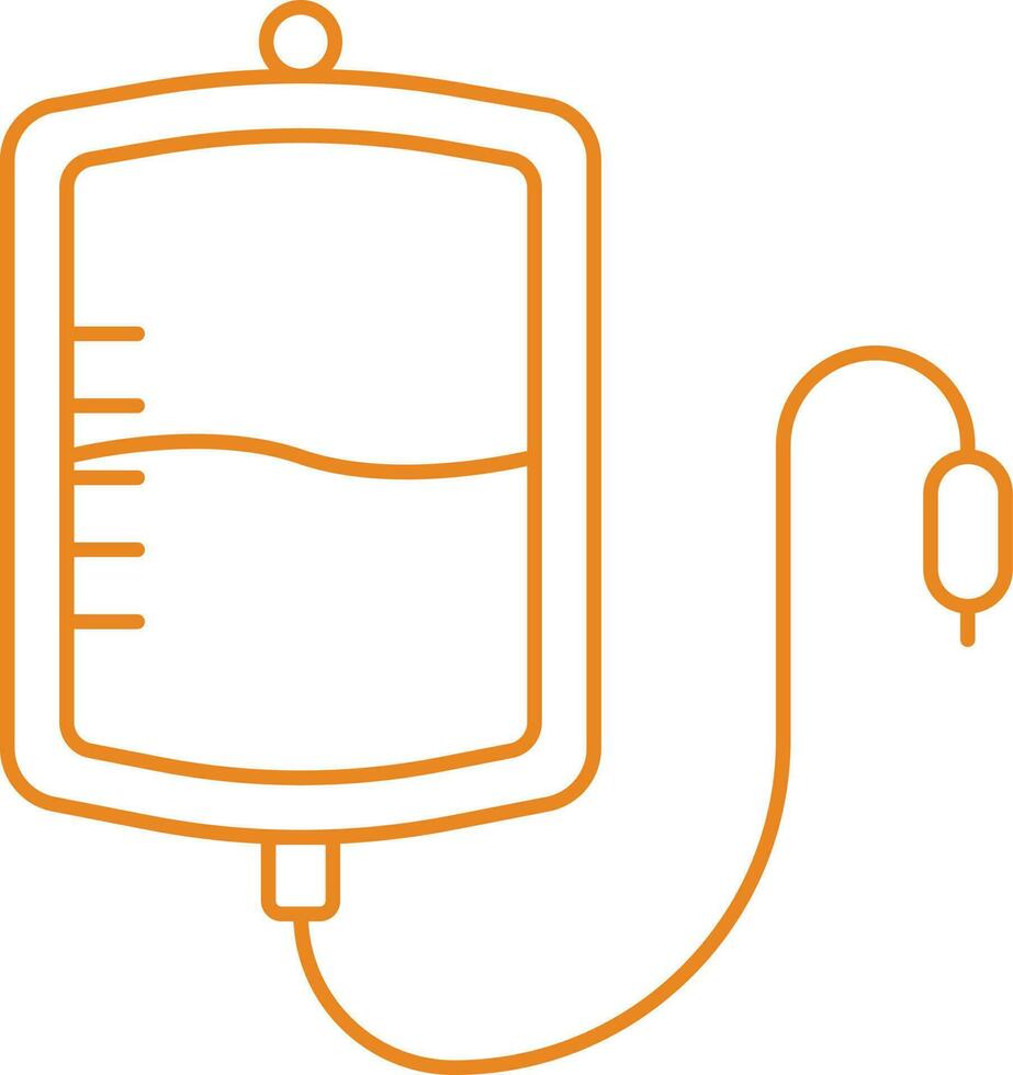Hanging Iv Bag Icon In Orange Thin Line Art. vector