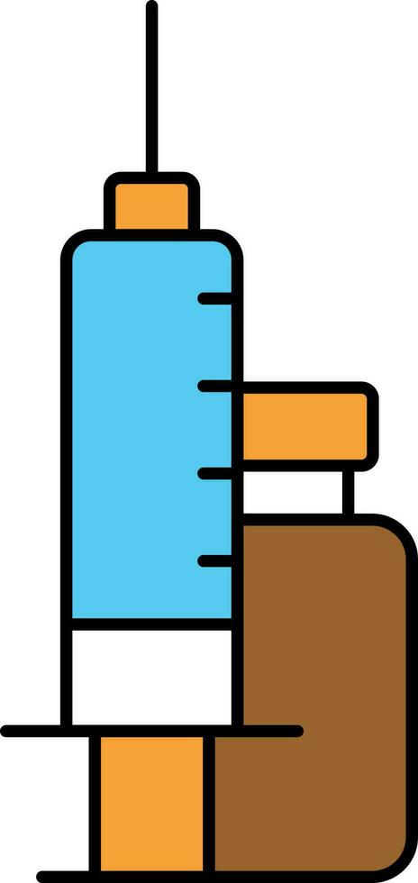 Isolated Syringe With Vaccine Bottle Colorful Icon. vector