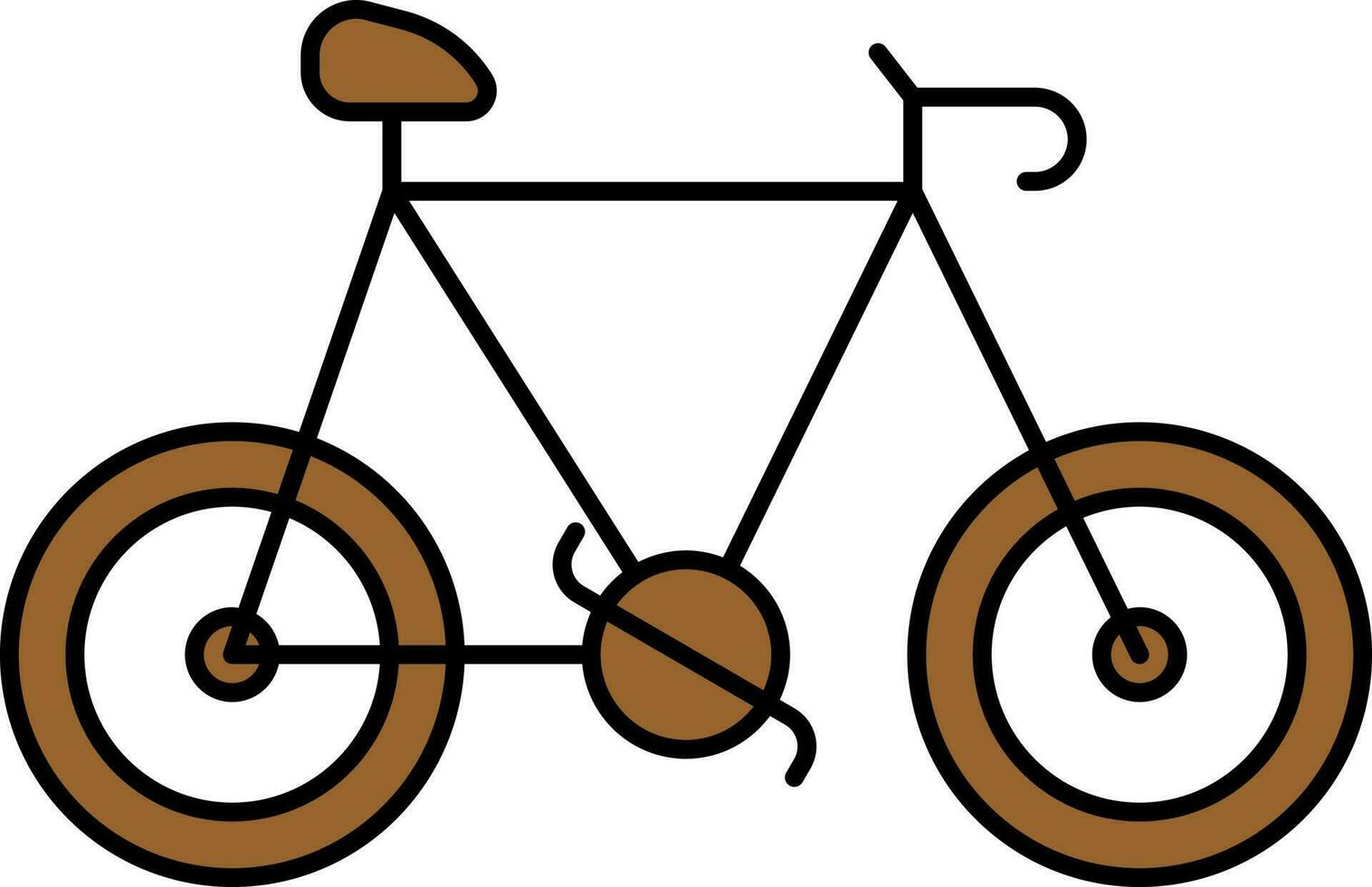 marrón y negro ilustración de bicicleta plano icono. vector