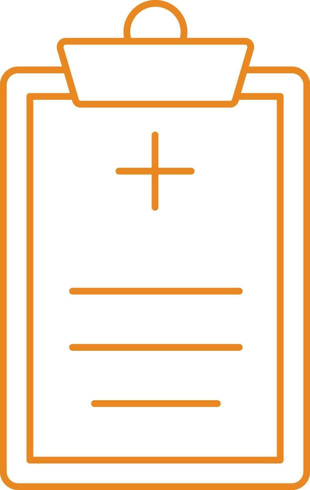 Medical Paper Clipboard Orange Outline Icon. vector