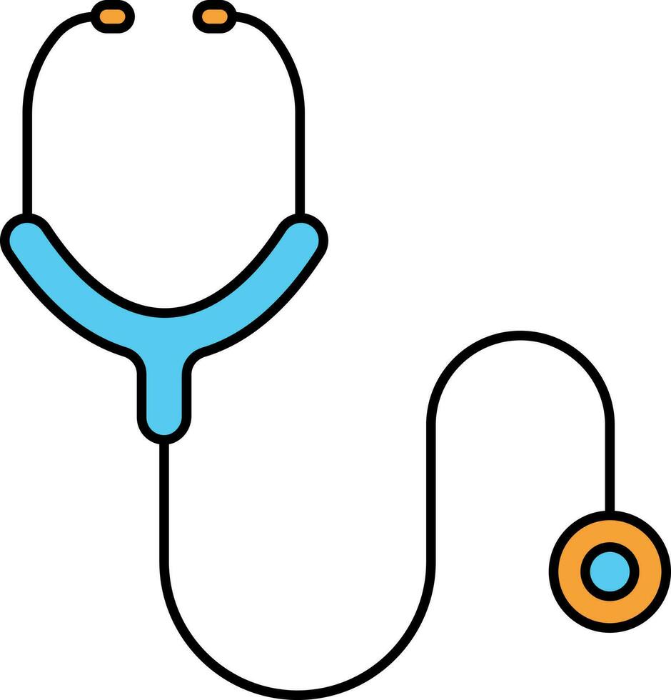 Orange And Blue Stethoscope Icon In Flat Style. vector