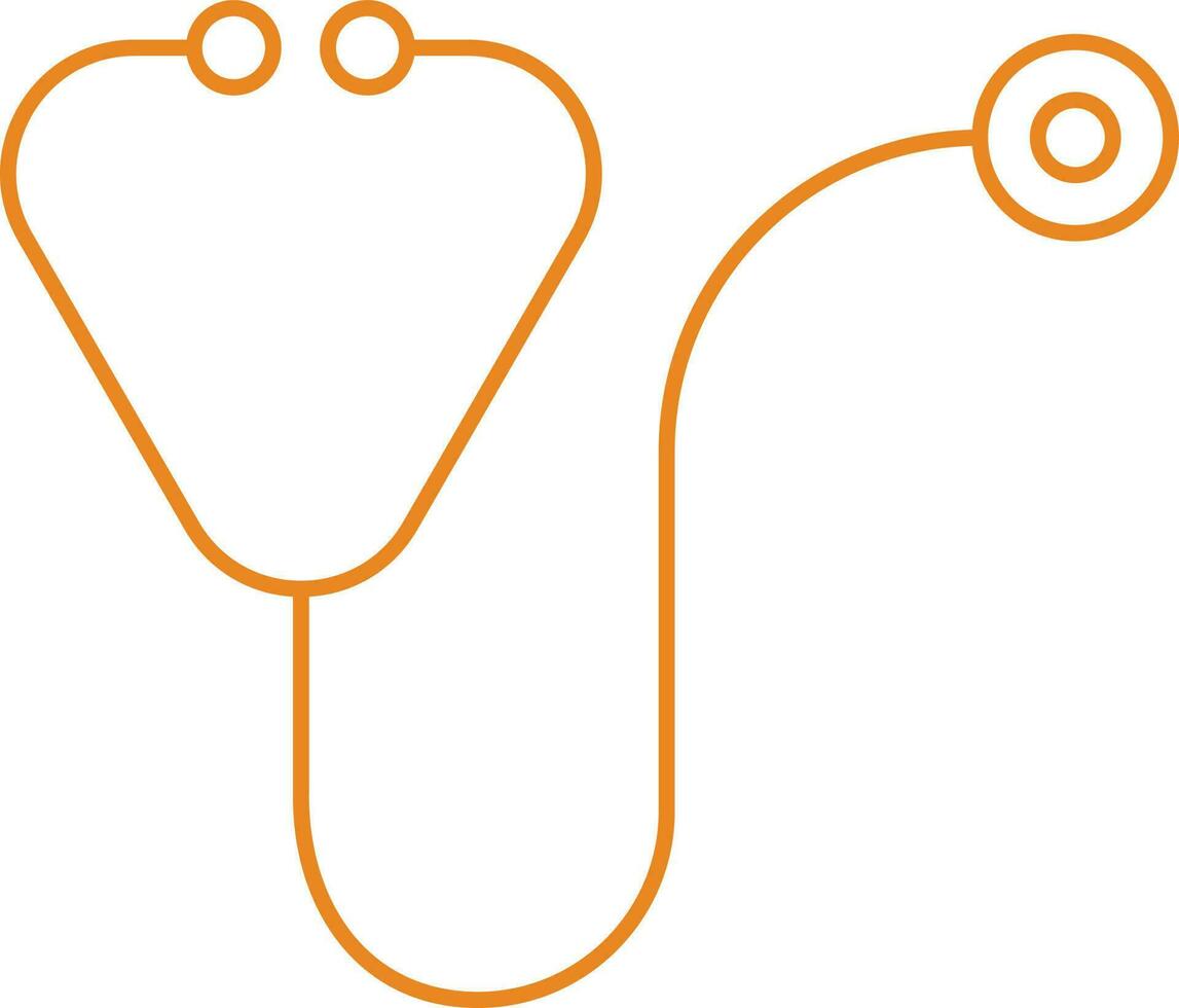 Orange Linear Style Stethoscope Icon. vector