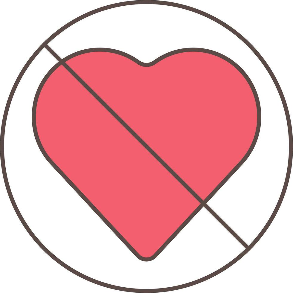 No corazón icono o símbolo en rojo color. vector