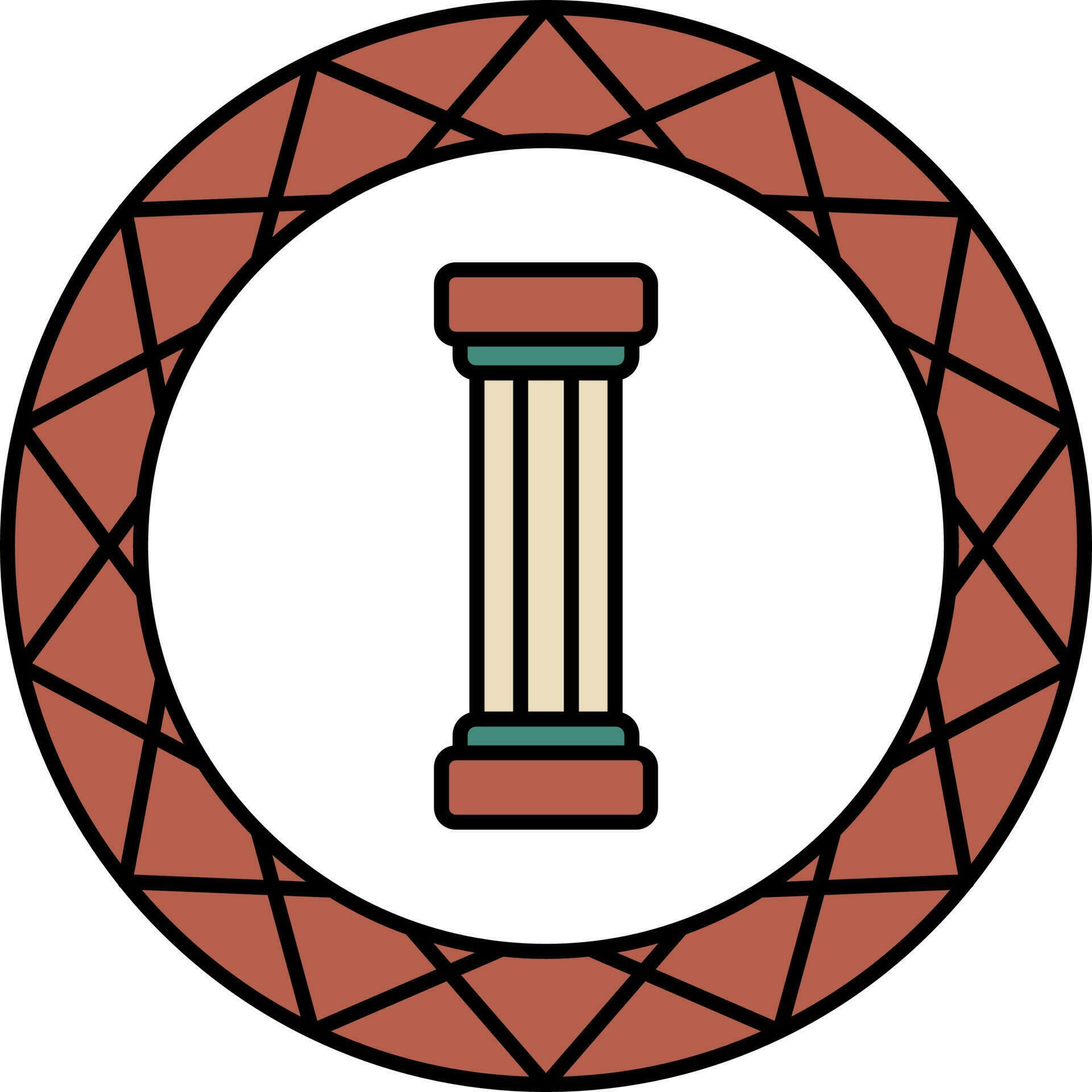 Pillar Symbol On Plate Icon In Brown And White Color. 24154348 Vector