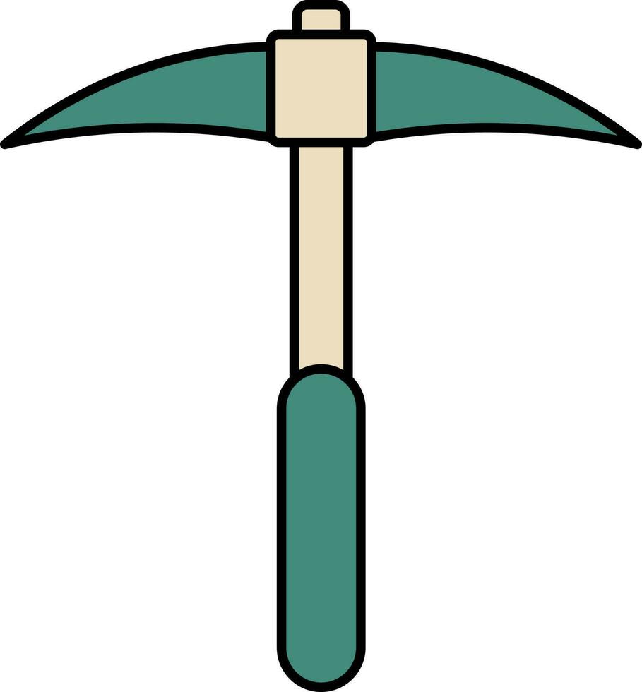 Isolated Pickaxe Icon In Brown And Teal Green Color. vector