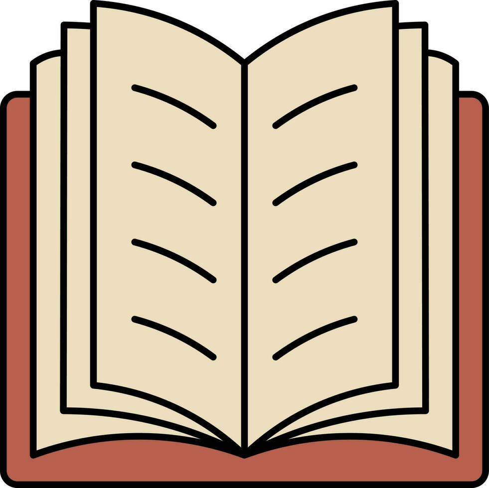 Open Book Icon In Brown Color. vector