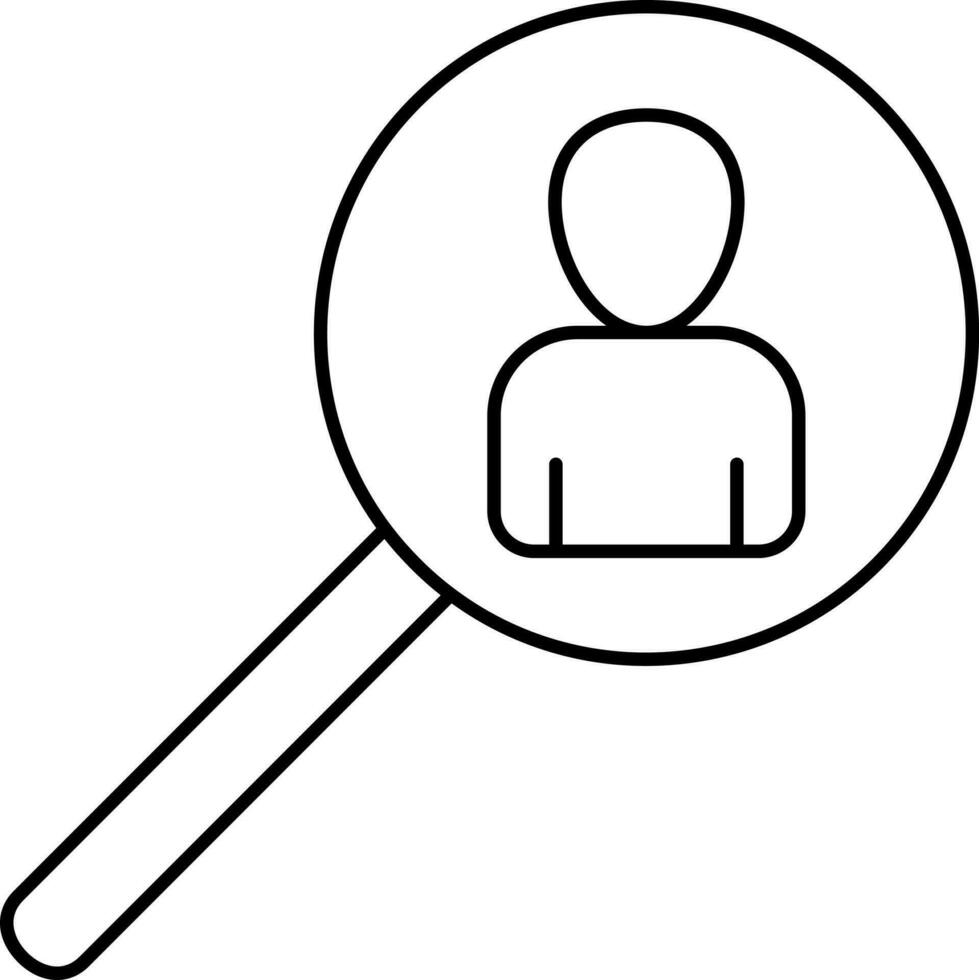 Human Search Icon In Black Thin Line Art. vector