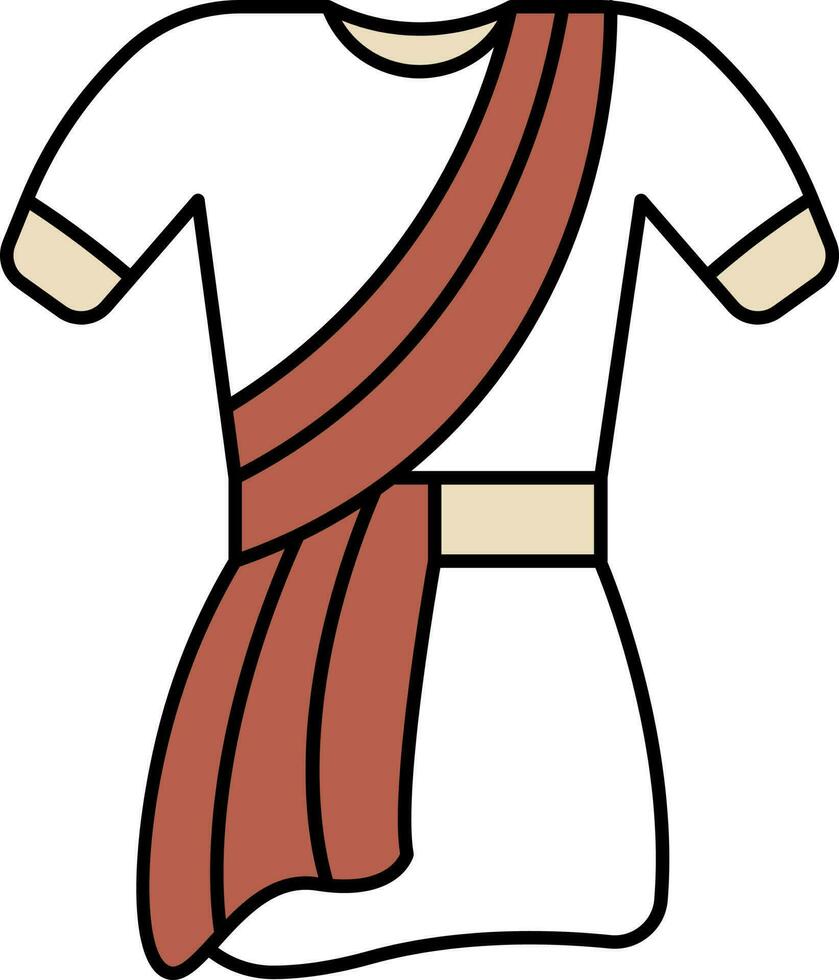 Toga Costume Icon In Brown And White Color. vector