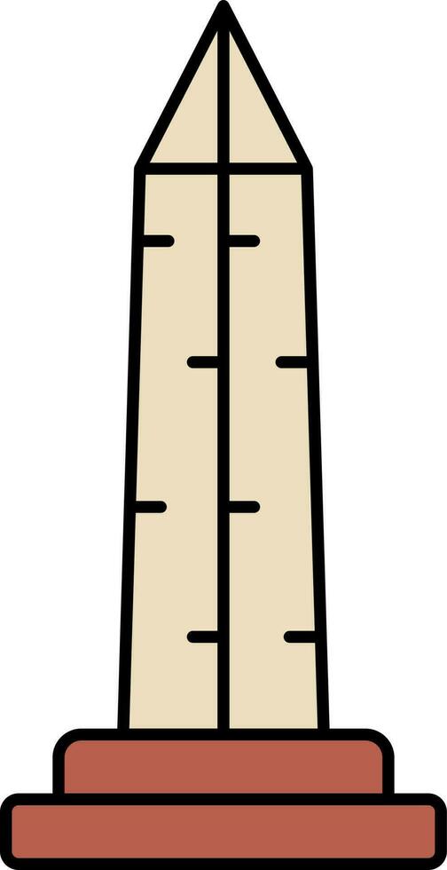 Isolated Obelisk Icon In Brown Color. vector