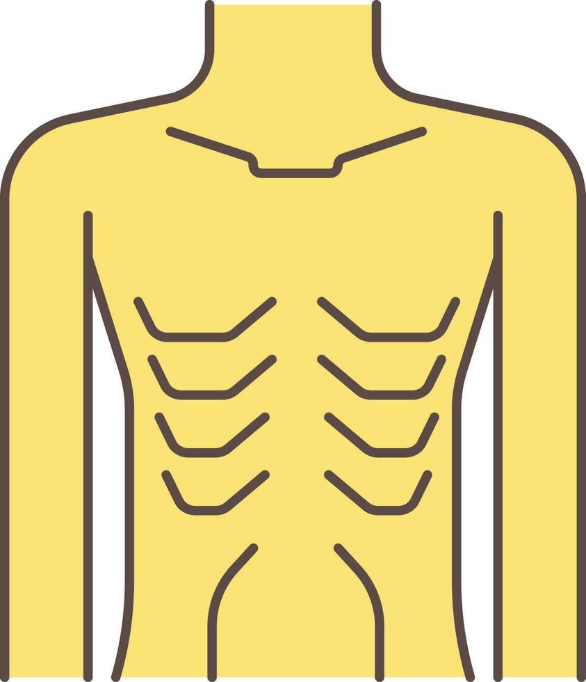 ilustración de demacrado cuerpo icono en amarillo color. vector