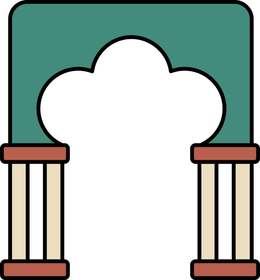 Arch In Teal Green And Brown Color. vector