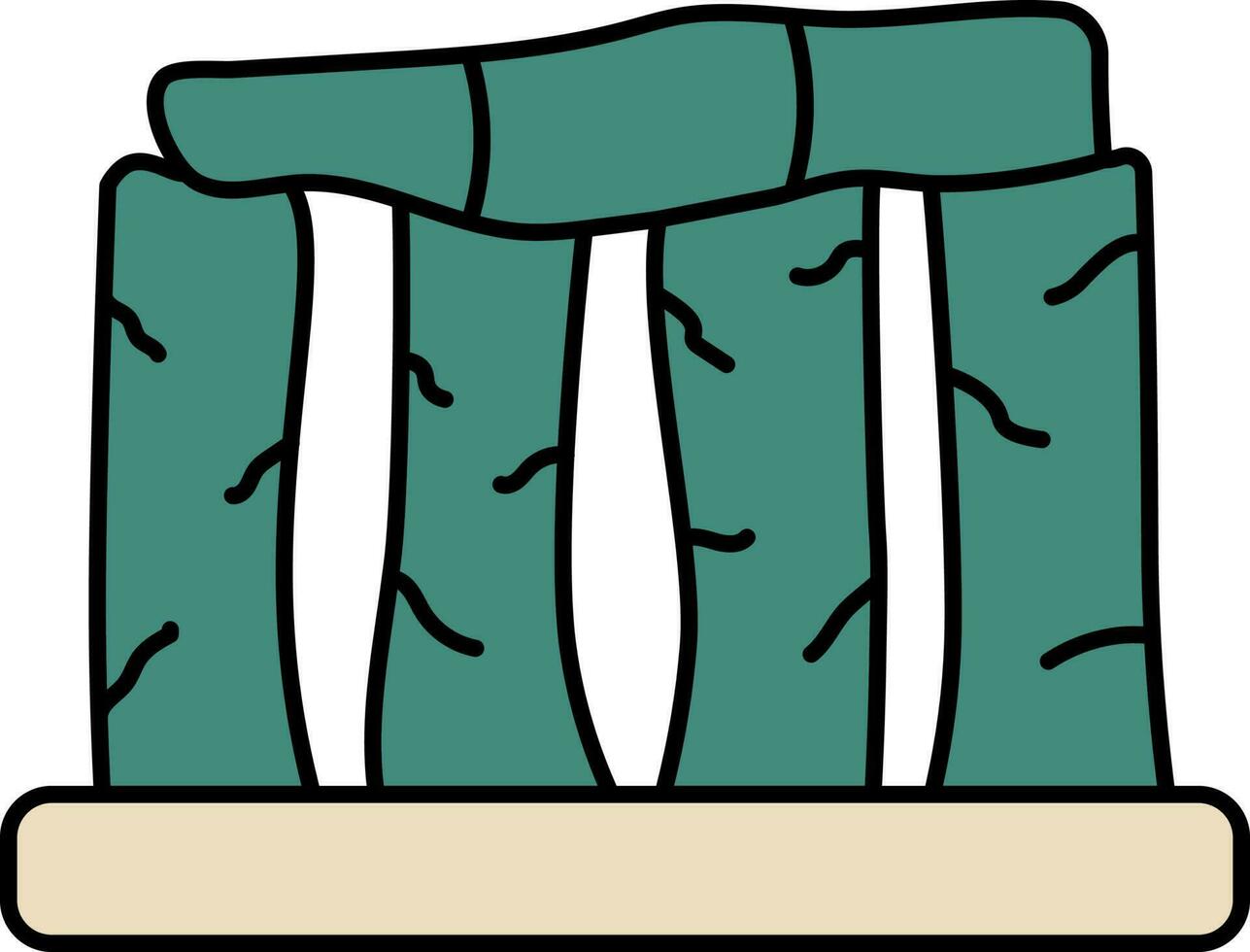 Stonehenge Icon In Teal Green And Brown Color. vector
