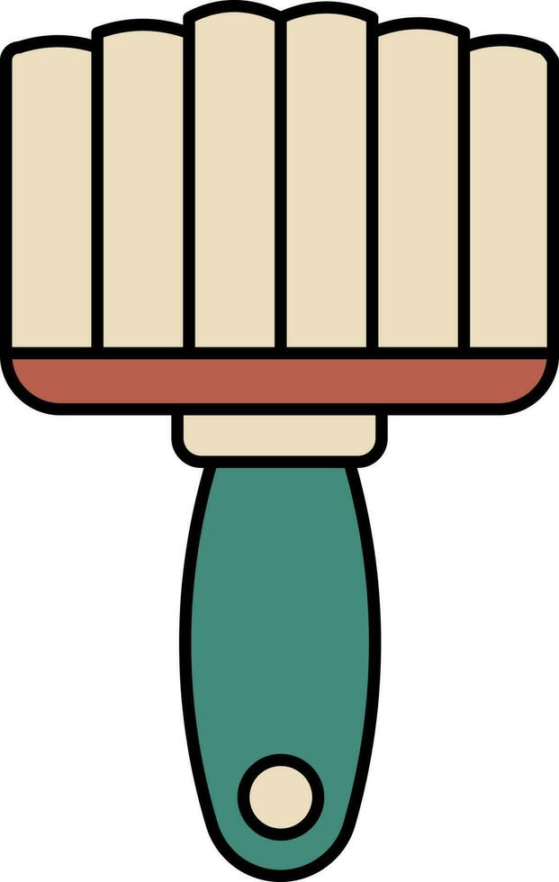 Broom Icon In Teal Green And Brown Color. vector