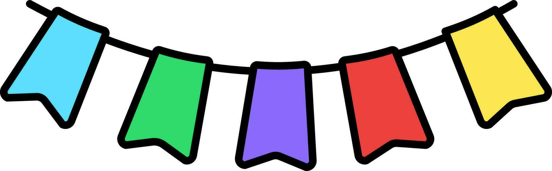 Colourful Bunting Flag Icon In Flat Style. vector