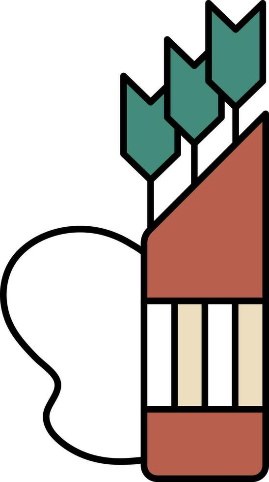 Arrow Quiver Icon In Teal Green And Brown Color. vector