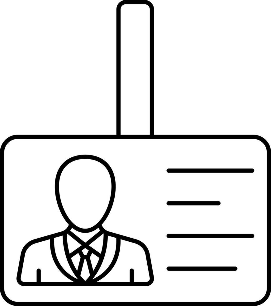 Faceless Man Id Card Black Outline Icon. vector