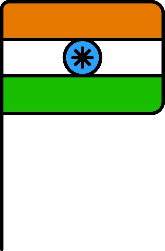 Indian National Flag Pole Flat Icon Or Symbol. vector