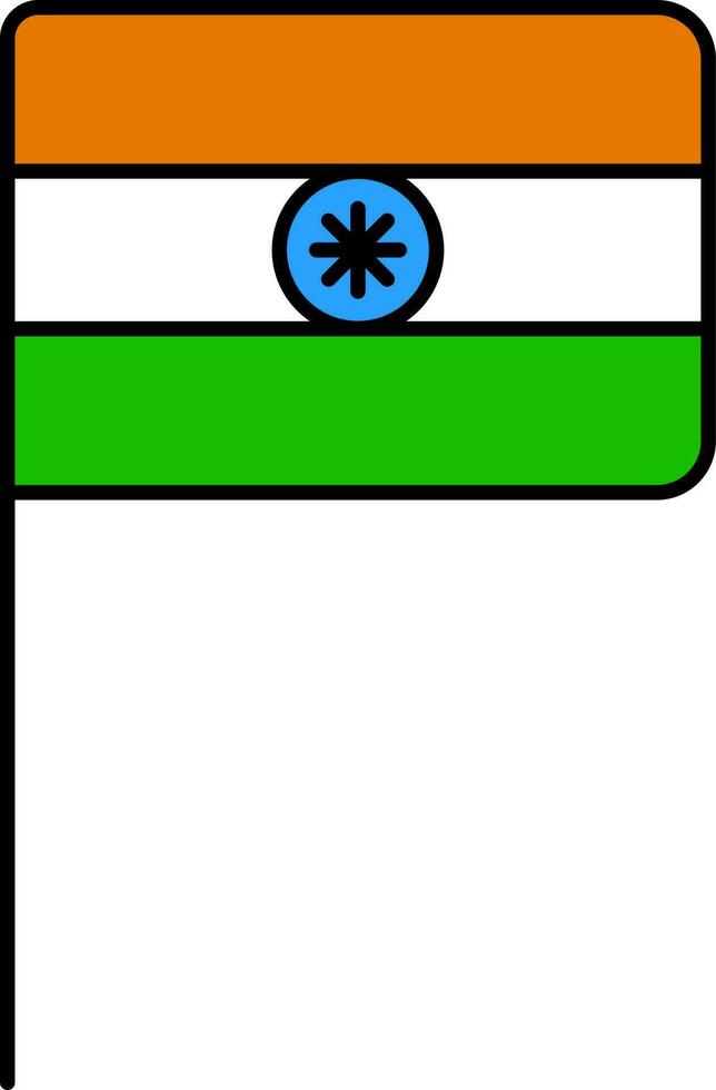 Indian National Flag Pole Flat Icon Or Symbol. vector