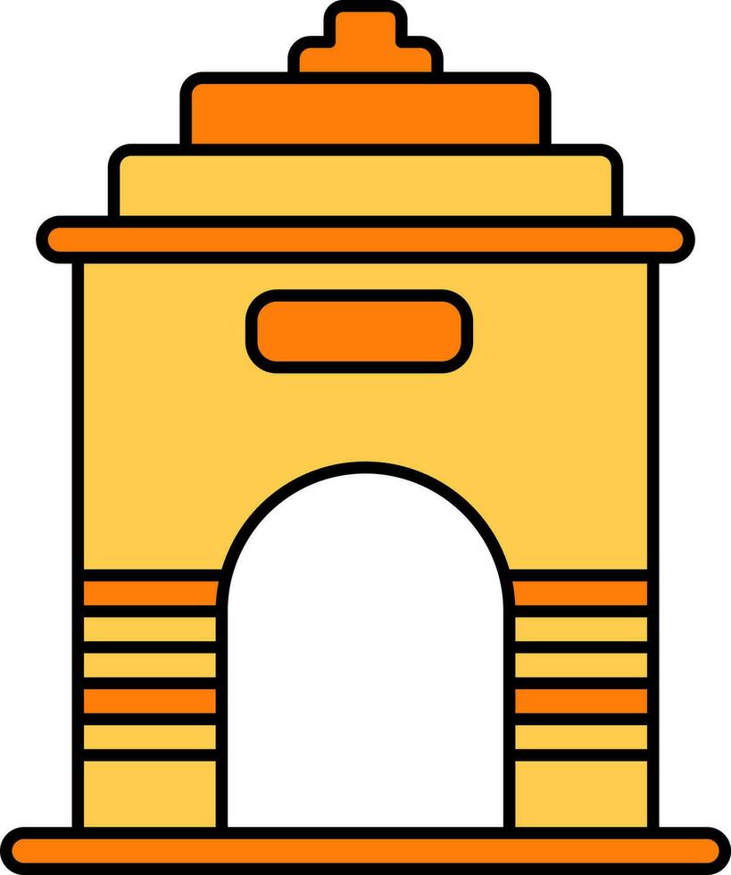 Yellow And Orange Gateway Of India Flat Icon. vector