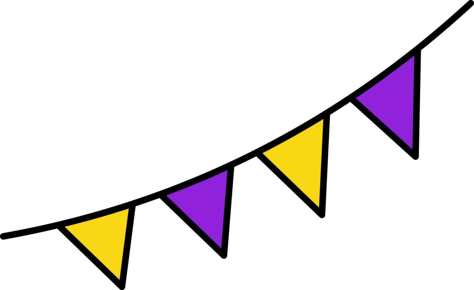 púrpura y amarillo cuerda bandera icono en plano estilo. vector