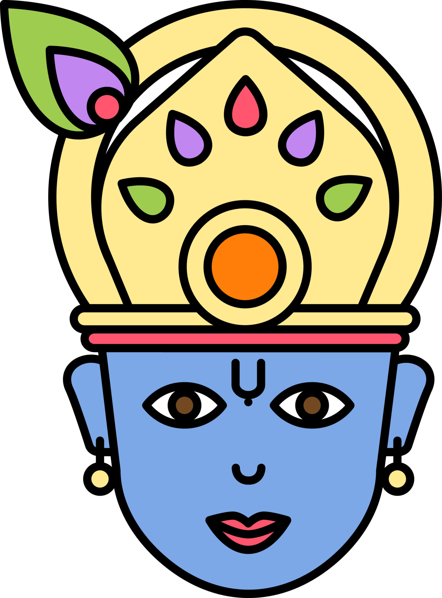 Colorful Gemstone Crown Wearing Lord Krishna Face Flat Icon 24154427 colorful-gemstone-crown-wearing-lord-krishna-face-flat-icon-24154427